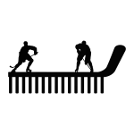 This black-painted steel medal holder features two hockey players in action, providing a stylish and functional piece of wall art. With 15 hooks, it offers ample space for displaying medals or other items. The precise laser-cut design ensures exceptional detail and quality, making it an ideal addition to any sports enthusiast's decor. The dimensions are 18.0 inches wide by 8.5 inches high, crafted from durable steel with a painted black finish.